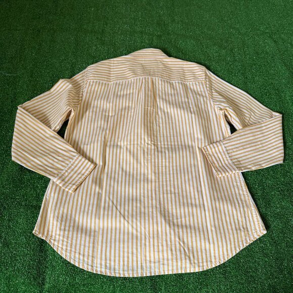 GAP Women's Relaxed Fit Button Up Long Sleeve Yellow Striped Casual Shirt Size M - Picture 8 of 11